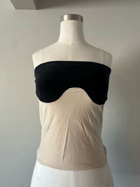 Orseund Iris Abstract Tube Top in Black and Cream